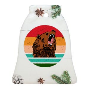 Retro Bear Ceramic Bell Ornament