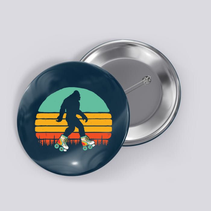 Retro Bigfoot Roller Skating Sasquatch 80s Skater Graphic Button