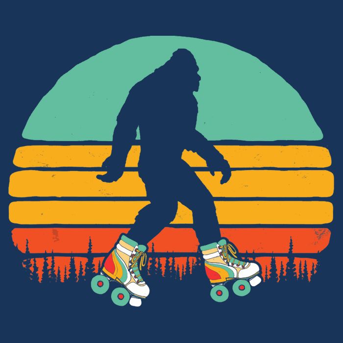 Retro Bigfoot Roller Skating Sasquatch 80s Skater Graphic Drawstring Bag