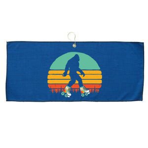 Retro Bigfoot Roller Skating Sasquatch 80s Skater Graphic Large Microfiber Waffle Golf Towel