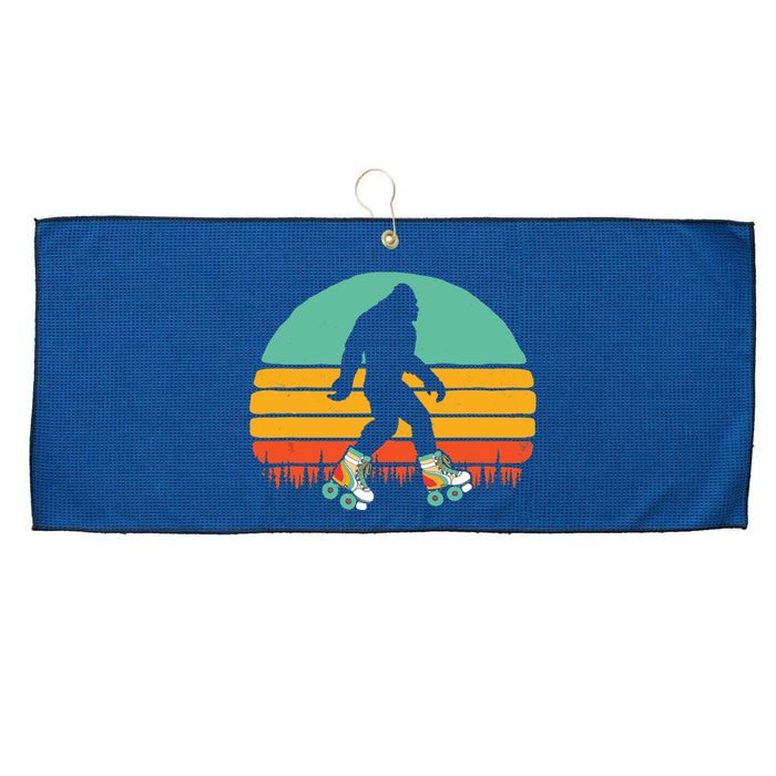 Retro Bigfoot Roller Skating Sasquatch 80s Skater Graphic Large Microfiber Waffle Golf Towel