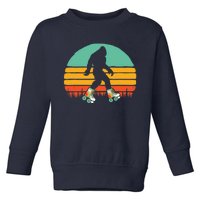 Retro Bigfoot Roller Skating Sasquatch 80s Skater Graphic Toddler Sweatshirt