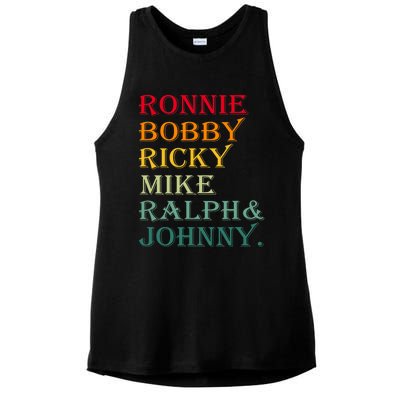 Ronnie Bobby Ricky Mike Ralph And Johnny Ladies PosiCharge Tri-Blend Wicking Tank