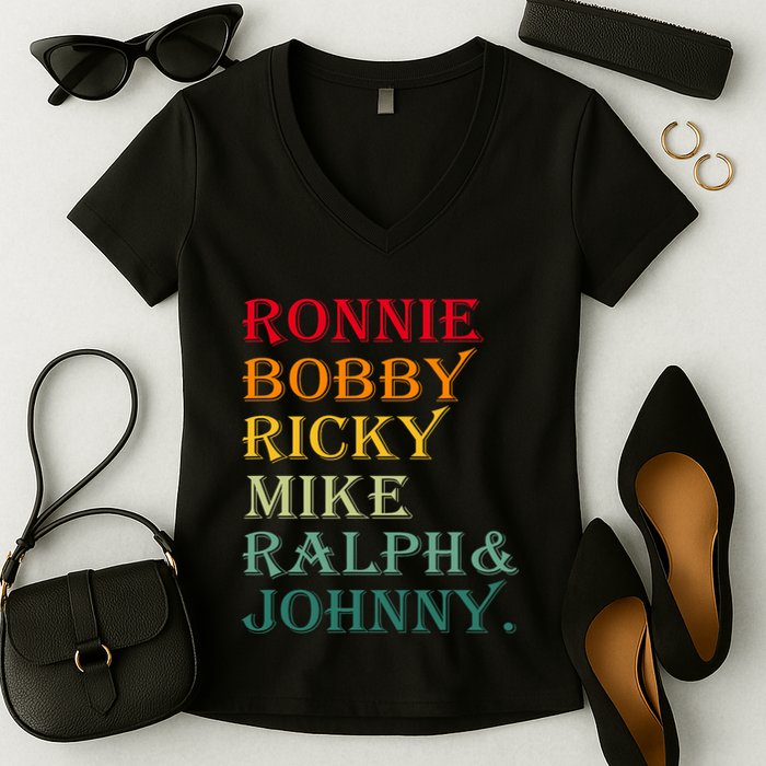 Ronnie Bobby Ricky Mike Ralph And Johnny Women's V-Neck T-Shirt