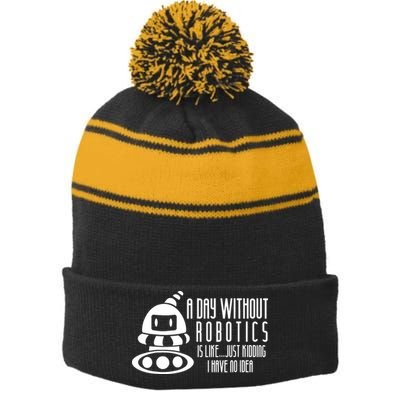 Robotics Build Robots A Day Without Robotics Stripe Pom Pom Beanie