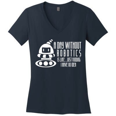 Robotics Build Robots A Day Without Robotics Women's V-Neck T-Shirt
