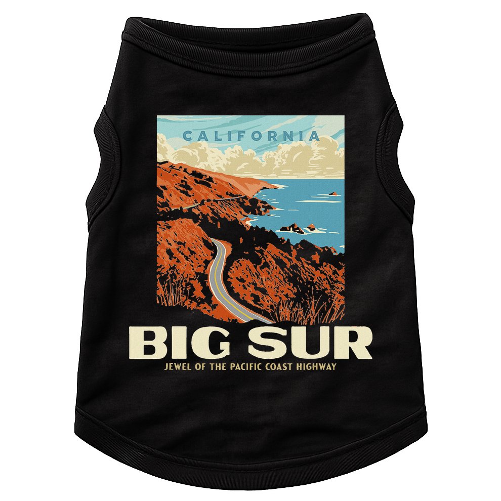 Retro Big Sur California Coast Wpa Style Vintage Graphic Doggie Tank