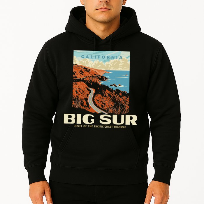 Retro Big Sur California Coast Wpa Style Vintage Graphic Hoodie