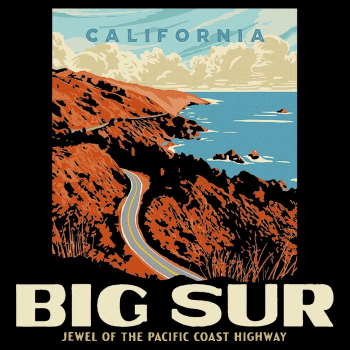 Retro Big Sur California Coast Wpa Style Vintage Graphic Long Sleeve Shirt