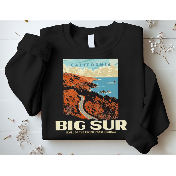 Retro Big Sur California Coast Wpa Style Vintage Graphic Sweatshirt