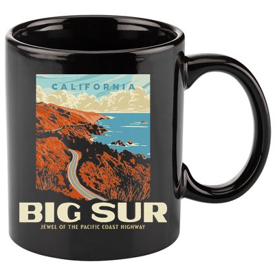 Retro Big Sur California Coast Wpa Style Vintage Graphic 11oz C Handle Ceramic Mug