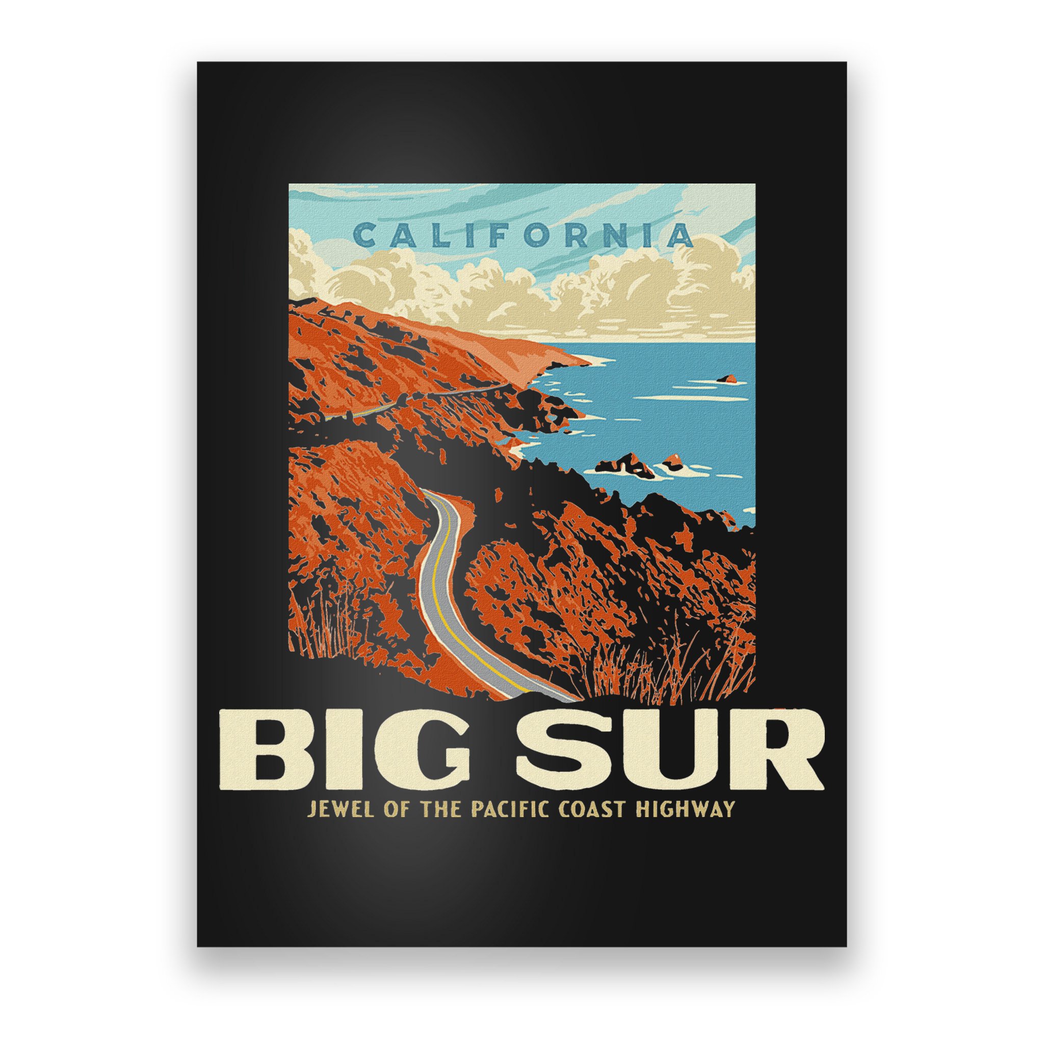 Retro Big Sur California Coast Wpa Style Vintage Graphic Poster