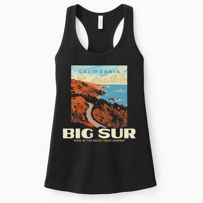 Retro Big Sur California Coast Wpa Style Vintage Graphic Womens Tank Top