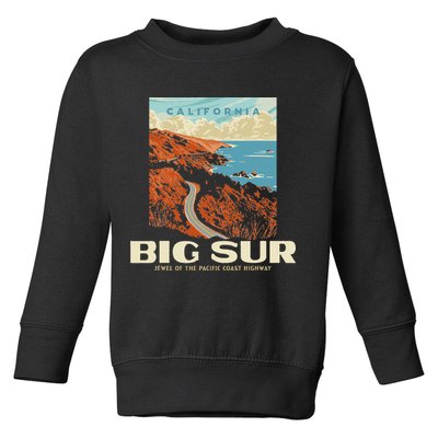 Retro Big Sur California Coast Wpa Style Vintage Graphic Toddler Sweatshirt