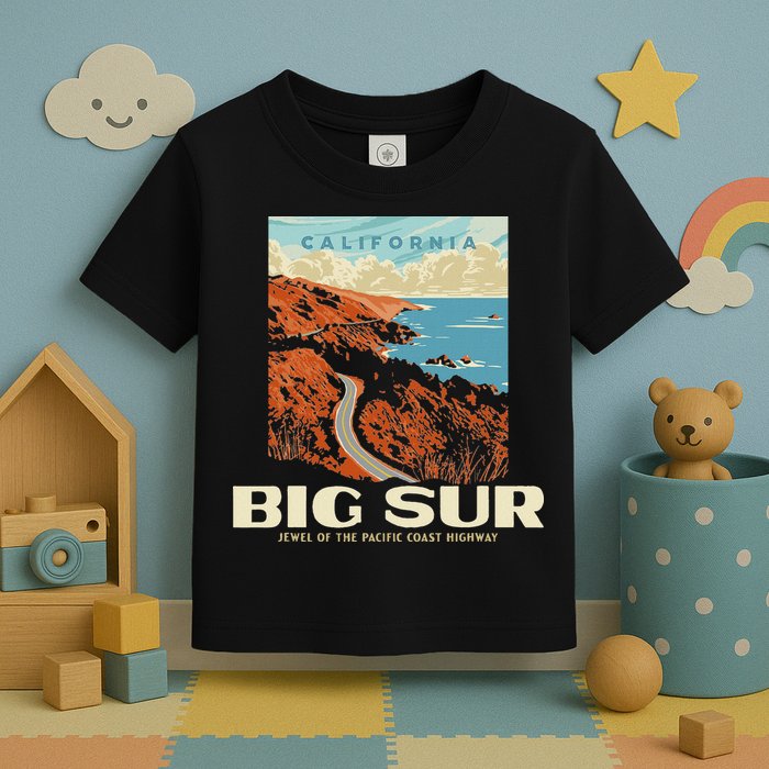 Retro Big Sur California Coast Wpa Style Vintage Graphic Toddler T-Shirt