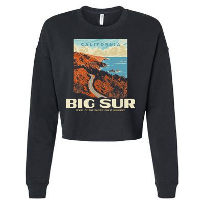 Retro Big Sur California Coast Wpa Style Vintage Graphic Cropped Pullover Crew