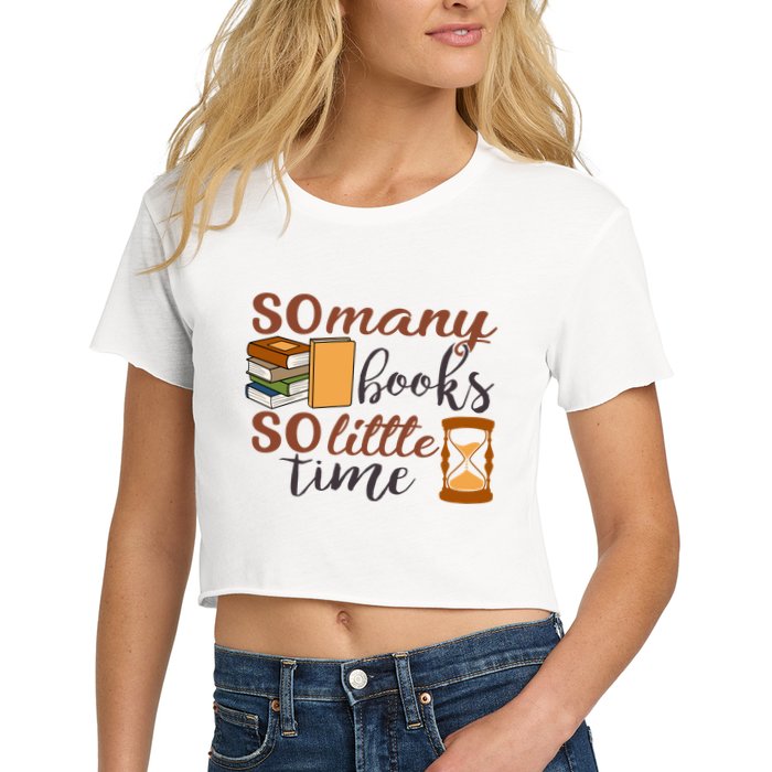 Reading Books So Many Books So Little Time Gift Cute Reading Crop Top