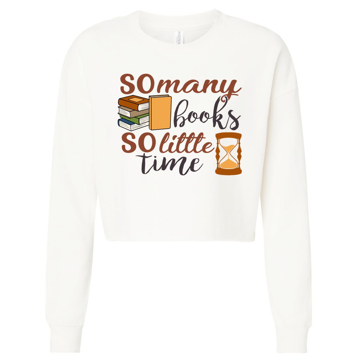 Reading Books So Many Books So Little Time Gift Cute Reading Cropped Pullover Crew