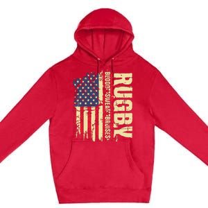 Rugby Blood Sweat Bruises Rugby Player Coach Dad Mom Premium Pullover Hoodie