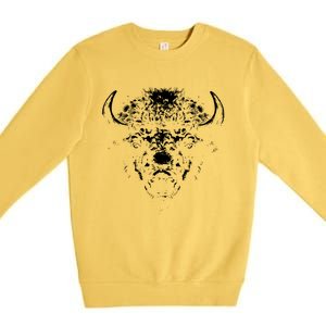 Retro Buffalo Silhouette Bison Wild Animal Premium Crewneck Sweatshirt