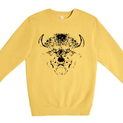 Retro Buffalo Silhouette Bison Wild Animal Premium Crewneck Sweatshirt