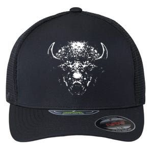 Retro Buffalo Silhouette Bison Wild Animal Flexfit Unipanel Trucker Cap