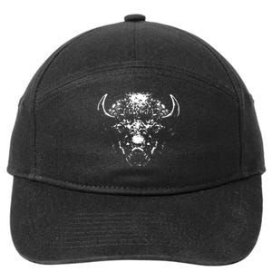 Retro Buffalo Silhouette Bison Wild Animal 7-Panel Snapback Hat