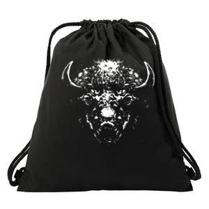 Retro Buffalo Silhouette Bison Wild Animal Drawstring Bag