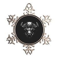 Retro Buffalo Silhouette Bison Wild Animal Metallic Star Ornament