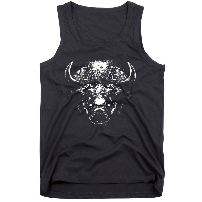 Retro Buffalo Silhouette Bison Wild Animal Tank Top