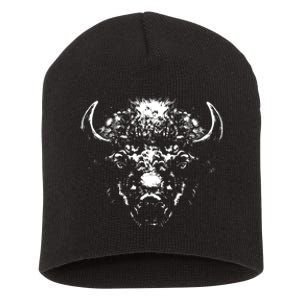 Retro Buffalo Silhouette Bison Wild Animal Short Acrylic Beanie