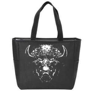 Retro Buffalo Silhouette Bison Wild Animal Zip Tote Bag