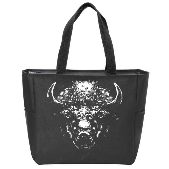 Retro Buffalo Silhouette Bison Wild Animal Zip Tote Bag