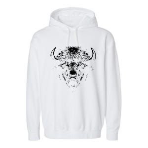 Retro Buffalo Silhouette Bison Wild Animal Garment-Dyed Fleece Hoodie