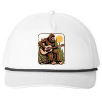 Retro Bigfoot Sasquatch Playing Acoustic Guitar Guitarist Snapback Five-Panel Rope Hat