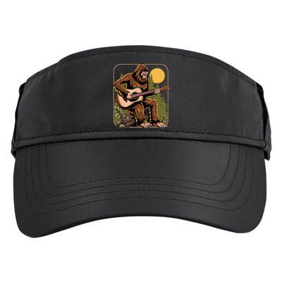 Retro Bigfoot Sasquatch Playing Acoustic Guitar Guitarist Adult Drive Performance Visor