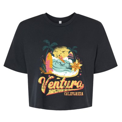 Retro Beach Surf Wave Ventura California Bella+Canvas Jersey Crop Tee