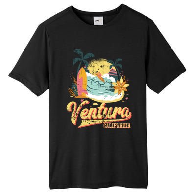 Retro Beach Surf Wave Ventura California Tall Fusion ChromaSoft Performance T-Shirt