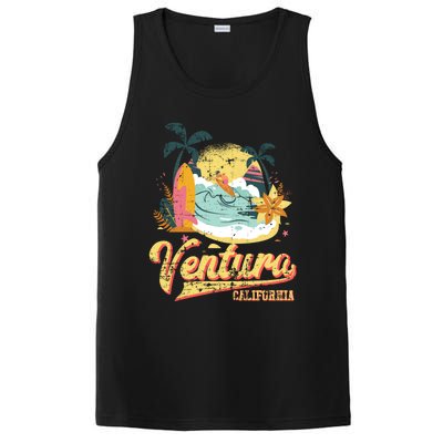 Retro Beach Surf Wave Ventura California PosiCharge Competitor Tank