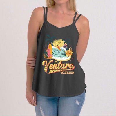 Retro Beach Surf Wave Ventura California Women's Strappy Tank