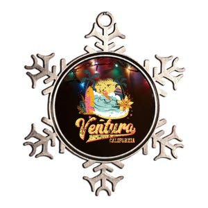 Retro Beach Surf Wave Ventura California Metallic Star Ornament