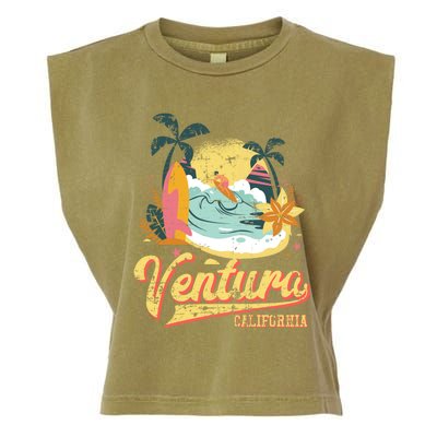 Retro Beach Surf Wave Ventura California Garment-Dyed Women's Muscle Tee