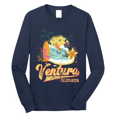 Retro Beach Surf Wave Ventura California Long Sleeve Shirt