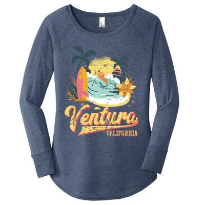 Retro Beach Surf Wave Ventura California Women's Perfect Tri Tunic Long Sleeve Shirt