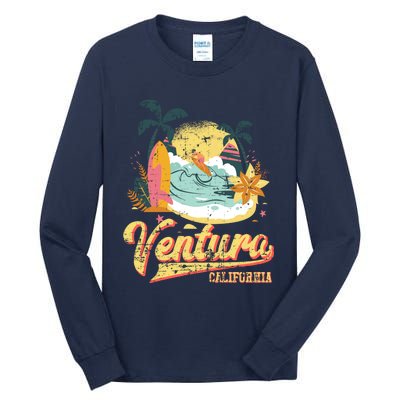 Retro Beach Surf Wave Ventura California Tall Long Sleeve T-Shirt