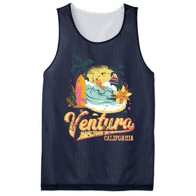 Retro Beach Surf Wave Ventura California Mesh Reversible Basketball Jersey Tank