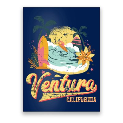 Retro Beach Surf Wave Ventura California Poster