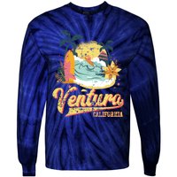 Retro Beach Surf Wave Ventura California Tie-Dye Long Sleeve Shirt