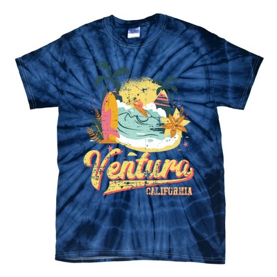 Retro Beach Surf Wave Ventura California Tie-Dye T-Shirt