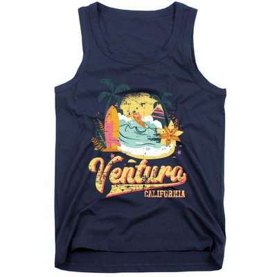 Retro Beach Surf Wave Ventura California Tank Top